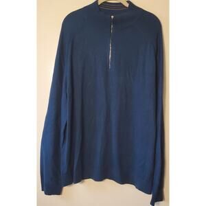 Ted Baker London Cerulean Blue Quarter Zip Wool Blend Men's Sweater Size 2XL